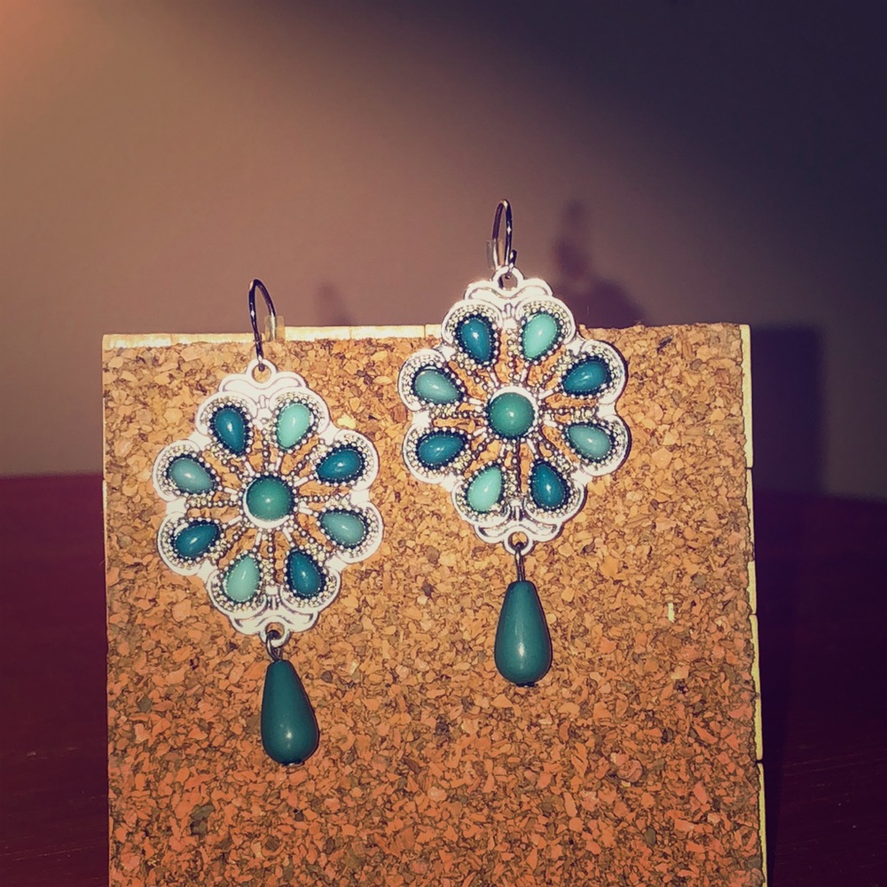 Blue and silver earrings